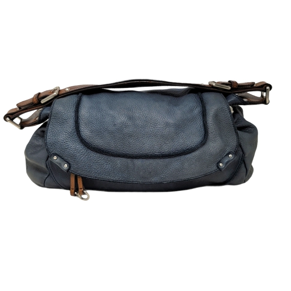 Kenneth Cole NY Blue Grey Leather Shoulder Bag - Picture 5 of 12